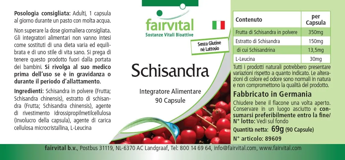 Fairvital Schisandra estratto capsule 90 capsule 9% schisandrina