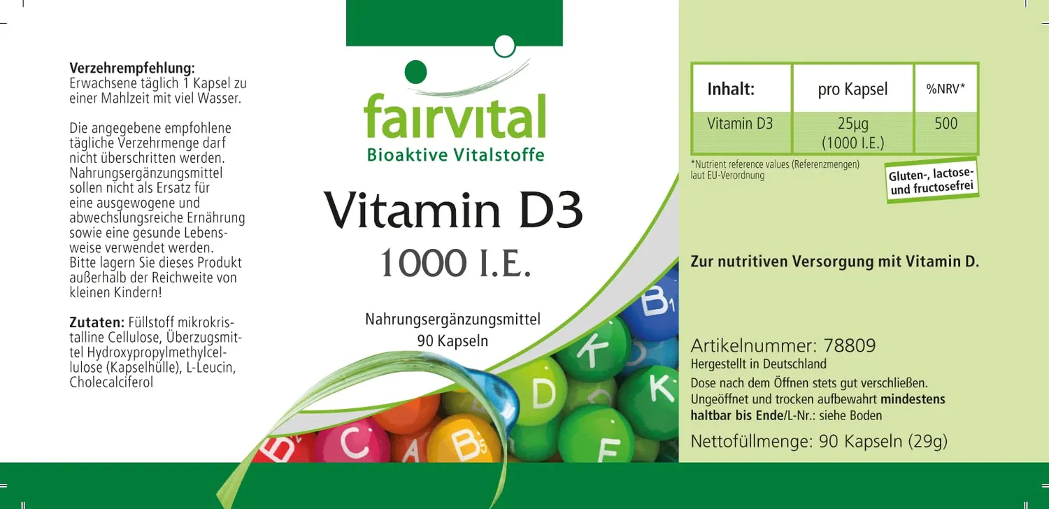 Fairvital Vitamina D3 1000 UI capsule 90 pezzi 25 mcg