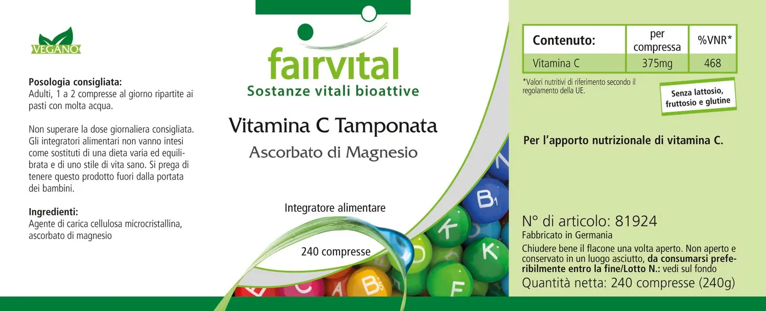 Fairvital Vitamina C Tamponata 240 compresse stomaco delicato