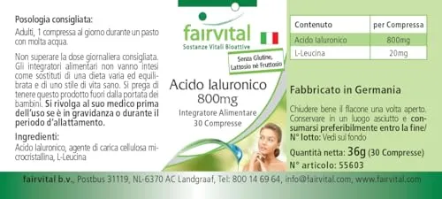 Fairvital Acido Ialuronico 800 mg compresse 30 compresse