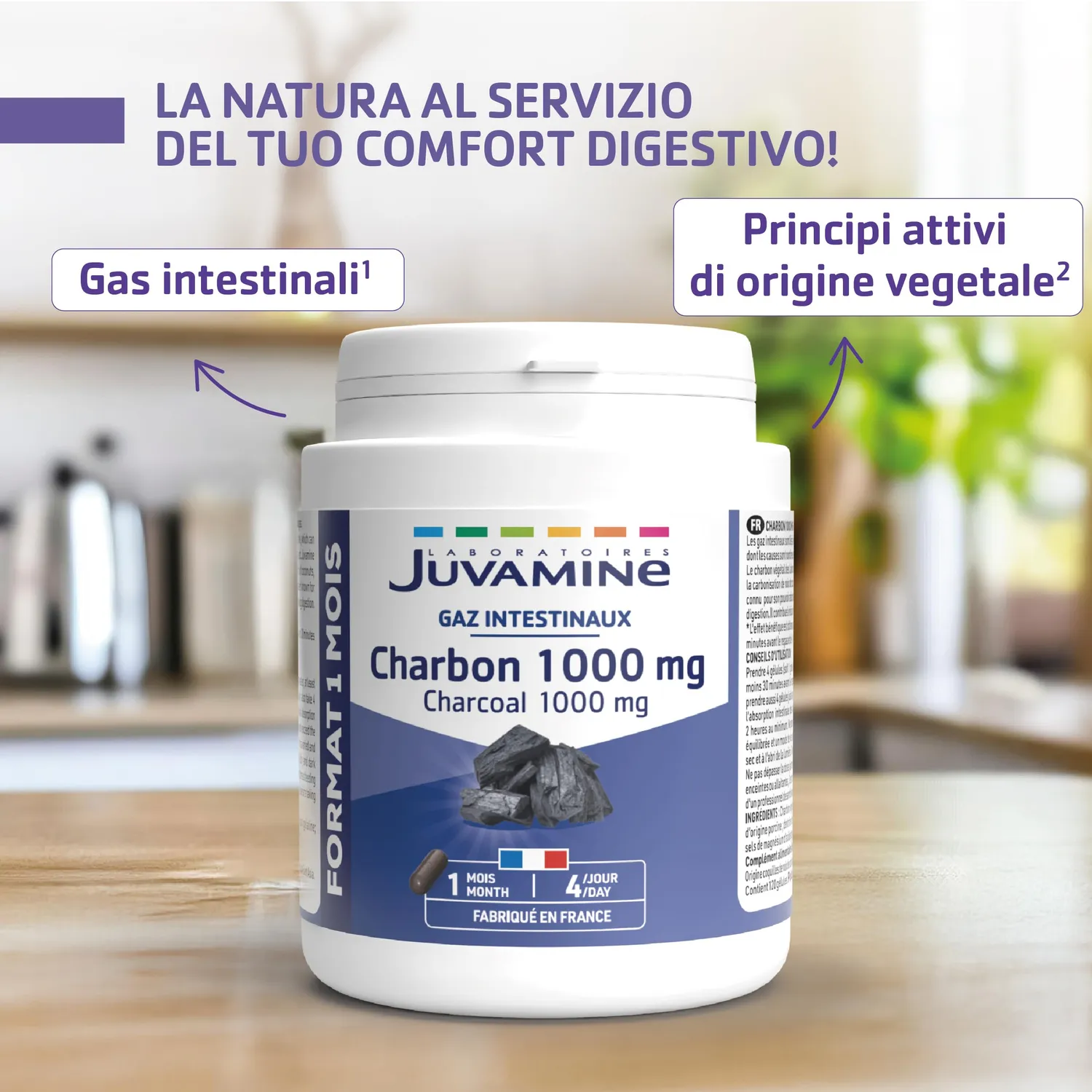 Juvamine Carbone Vegetale 1000 mg capsule 120 capsule