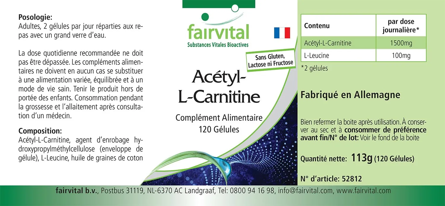 Fairvital Acetil-L-Carnitina Capsule 120 pz 1500 mg