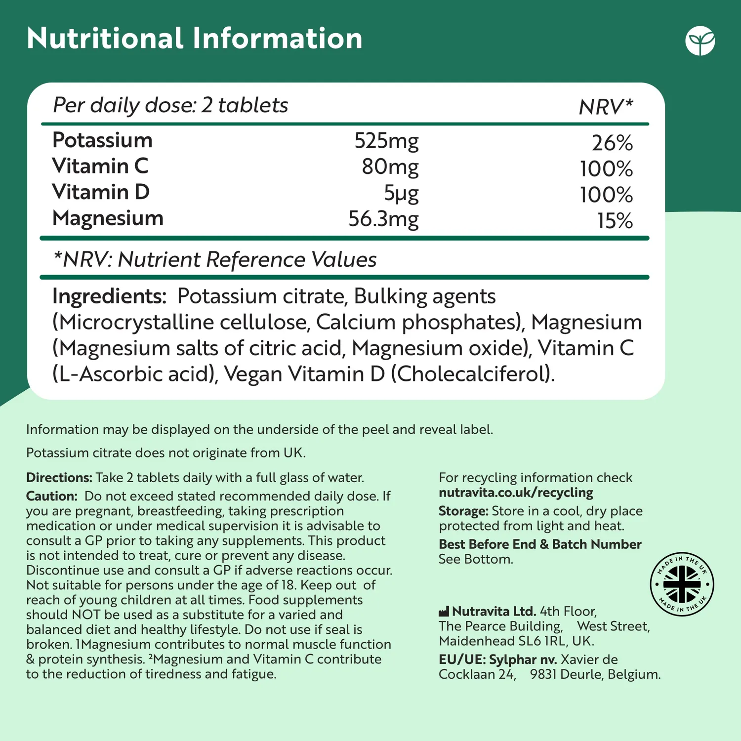 Nutravita Citrato di Potassio Vitamina C 500mg Potassio