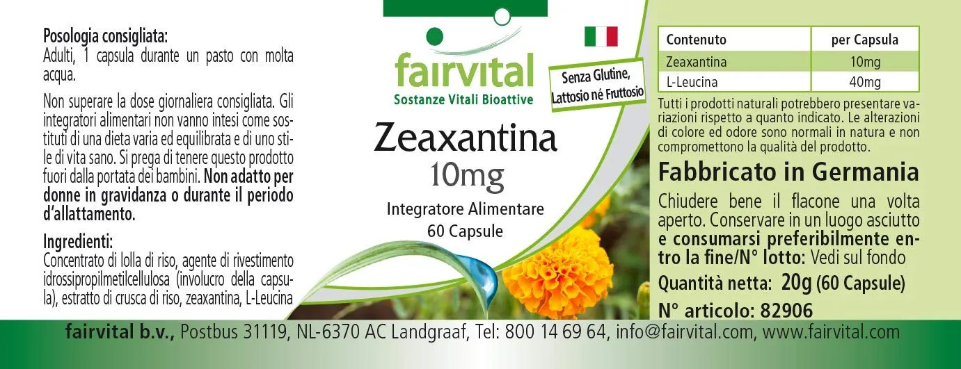 Fairvital Zeaxantina 10 mg capsule 60 pezzi alto dosaggio