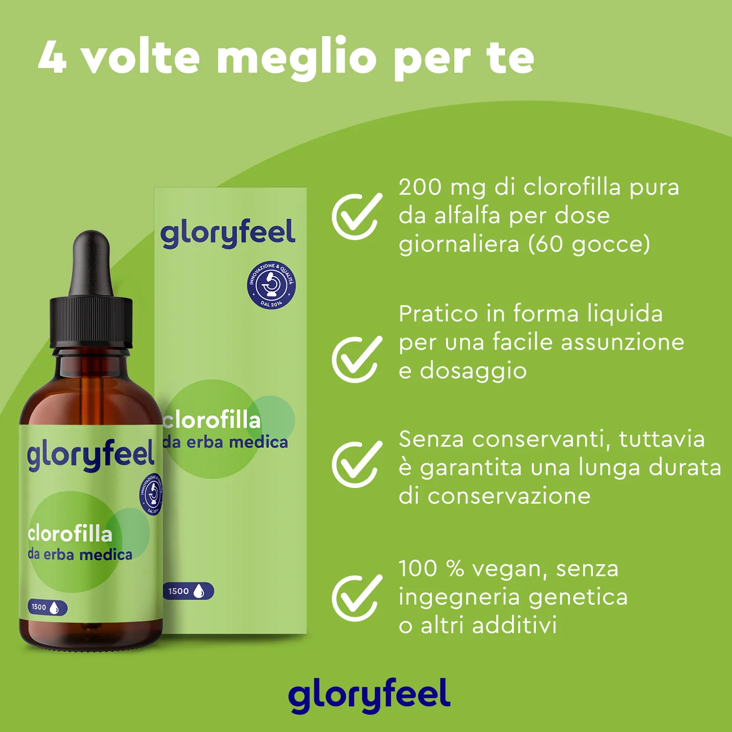gloryfeel Clorofilla in Gocce da Alfalfa 50 ml