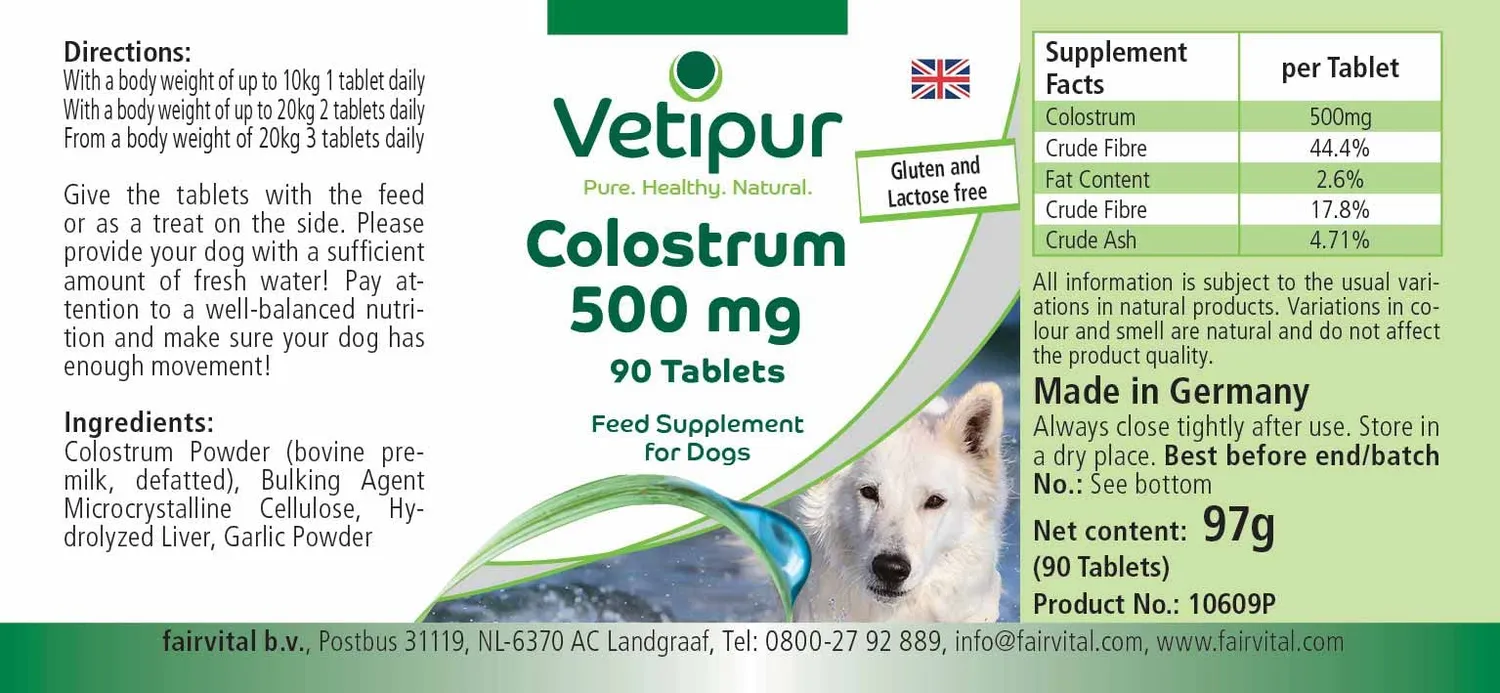 Vetipur Colostro 500 mg compresse cane 90 compresse