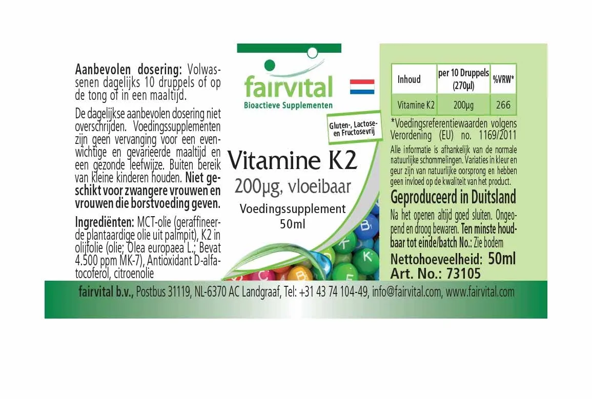 Fairvital Vitamina K2 MK-7 gocce 50 ml 200 mcg