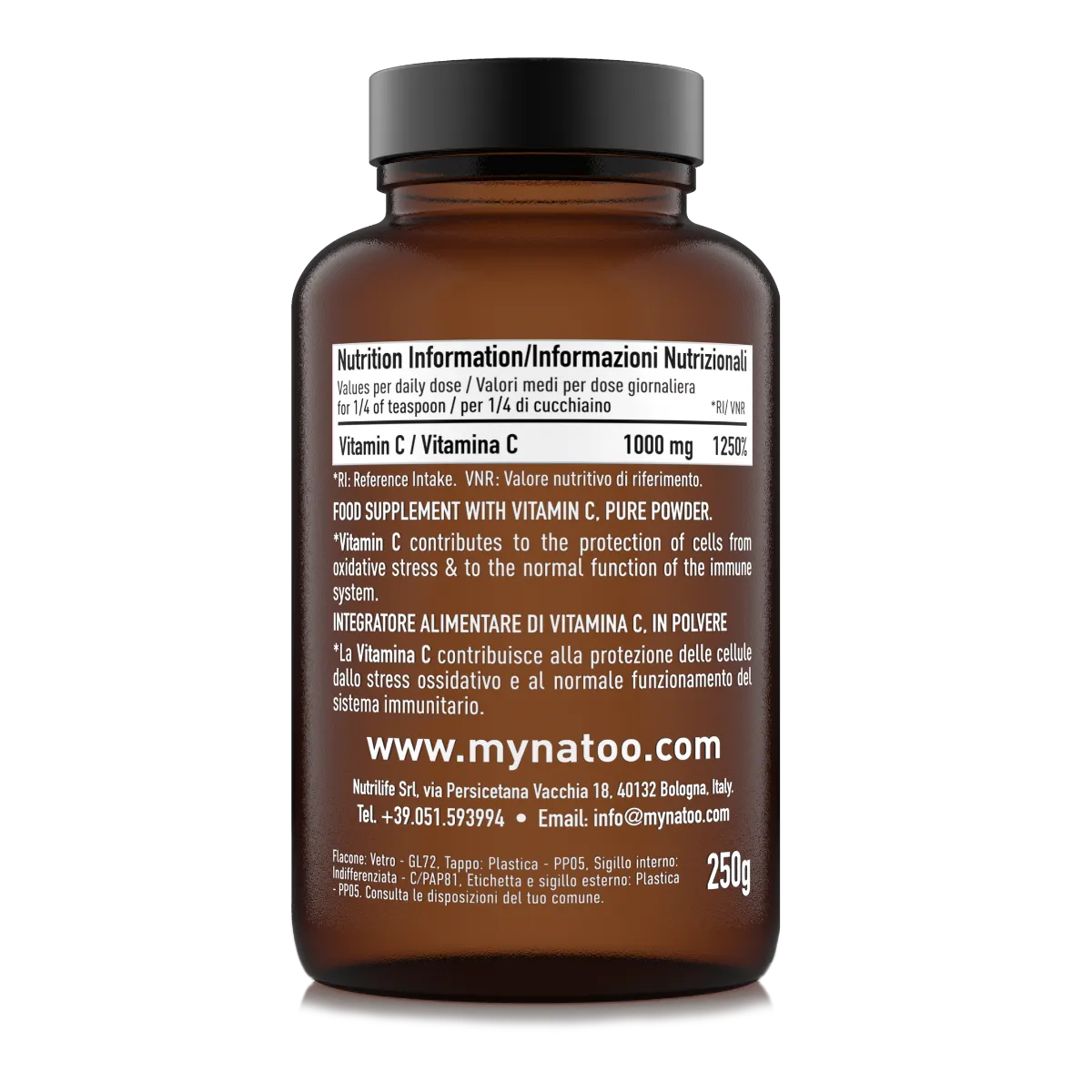 NATOO Essentials Vitamina C polvere 250g immunità