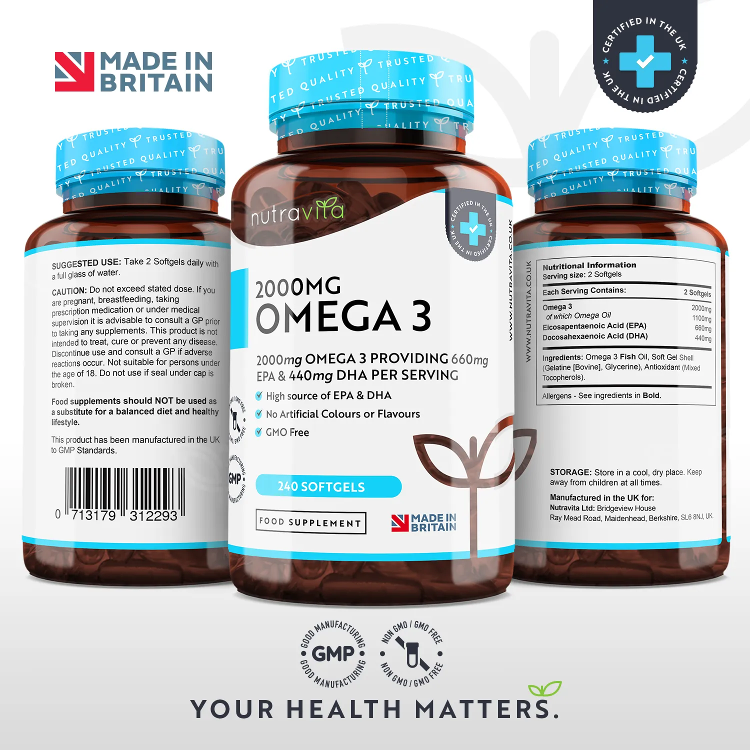 Nutravita Omega 3 2000mg olio di pesce 240 capsule cuore