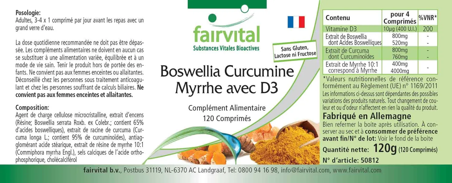 Fairvital Incenso Curcuma Mirra D3 compresse 120 alto dosaggio