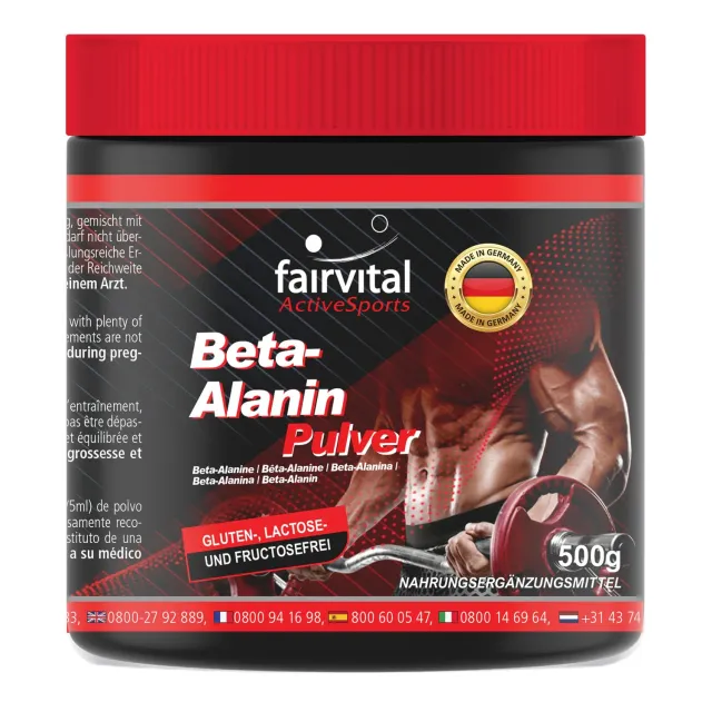 Fairvital Beta-Alanina polvere 500 g pura vegana