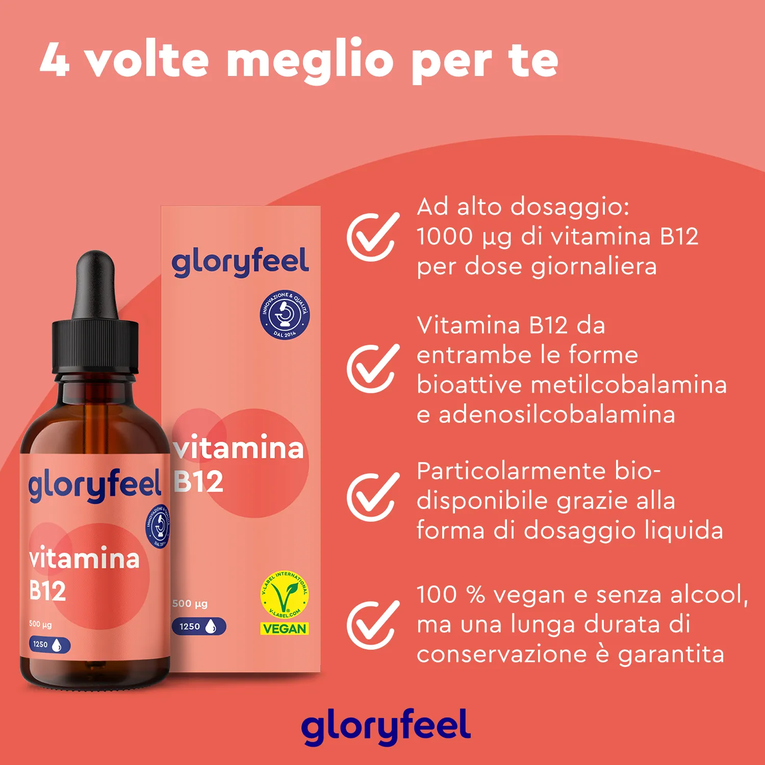 gloryfeel Vitamina B12 gocce vegane senza alcol