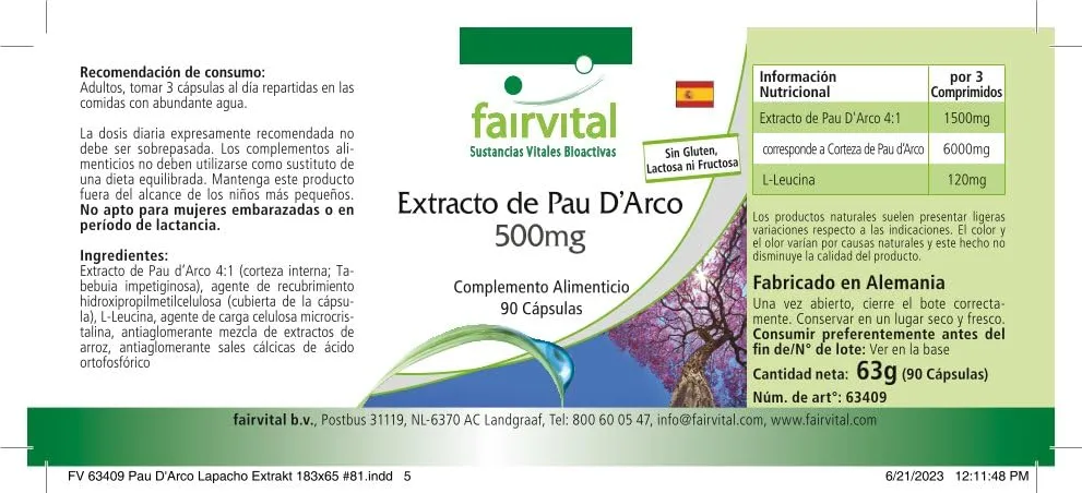 fairvital Lapacho estratto 500 mg 90 capsule Pau D’Arco