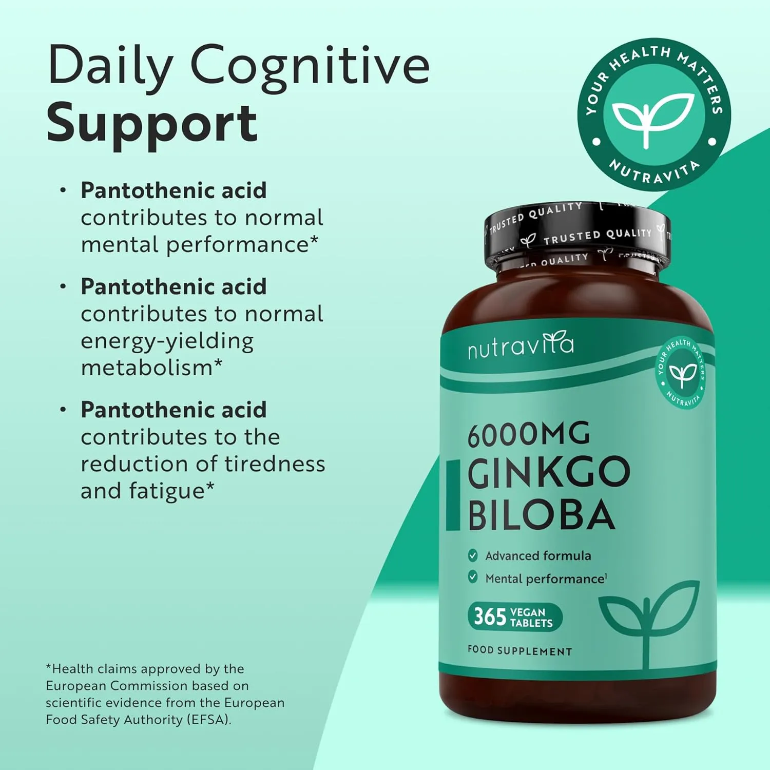 Nutravita Ginkgo Biloba 6000mg compresse 365 con vitamina B5