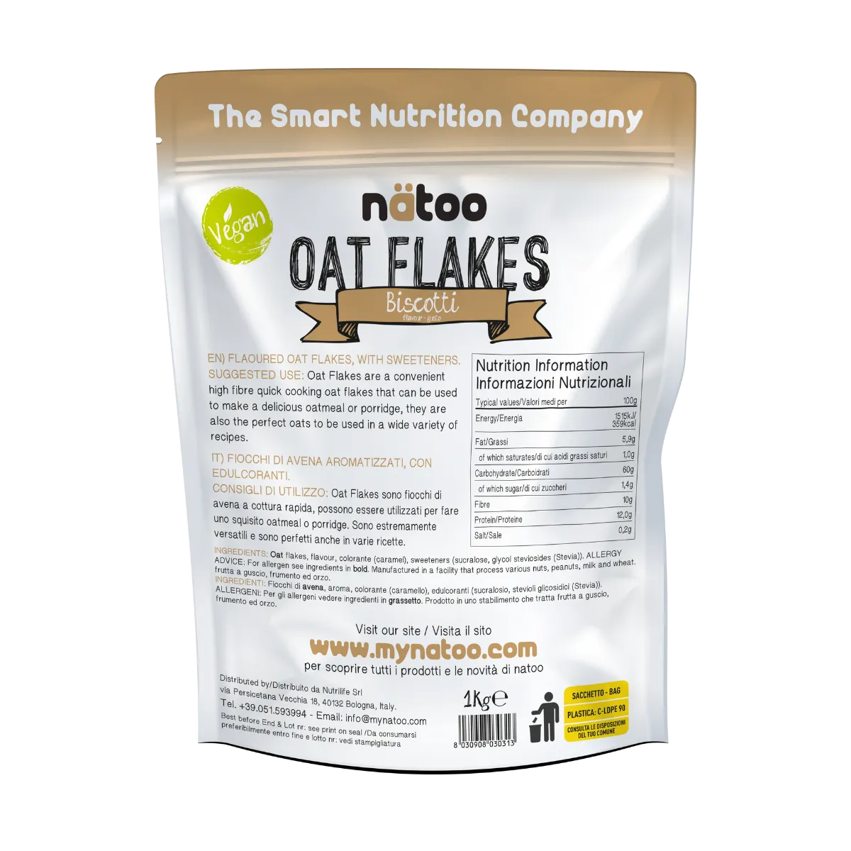 Natoo Oat Flakes fiocchi avena 1 kg gusto neutro porridge
