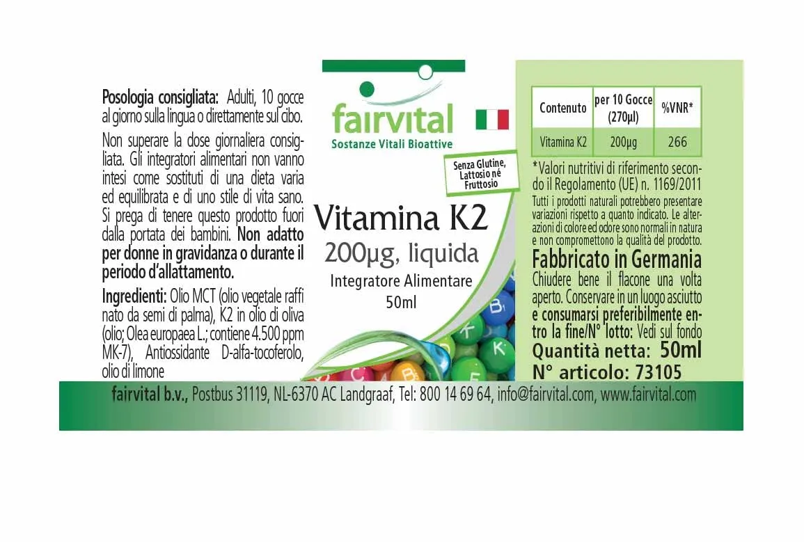 Fairvital Vitamina K2 MK-7 gocce 50 ml 200 mcg