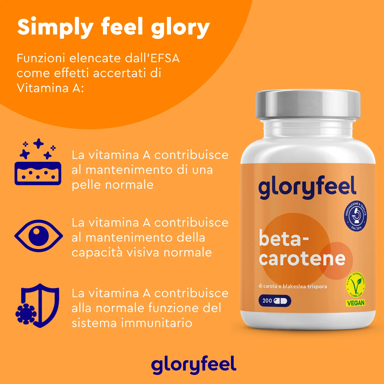 Gloryfeel Beta Carotene capsule estratti vegetali pelle capelli