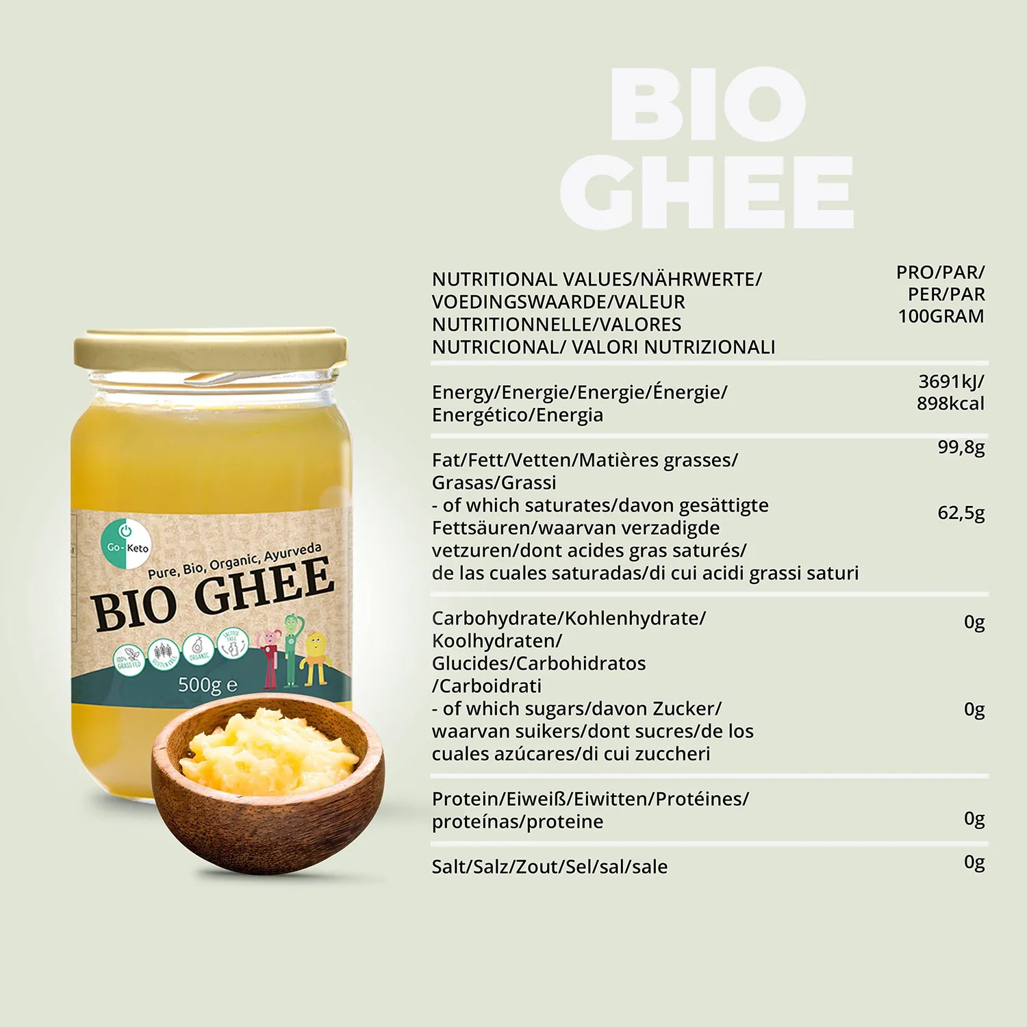 Go-Keto Bio Ghee burro chiarificato 1250 g senza lattosio