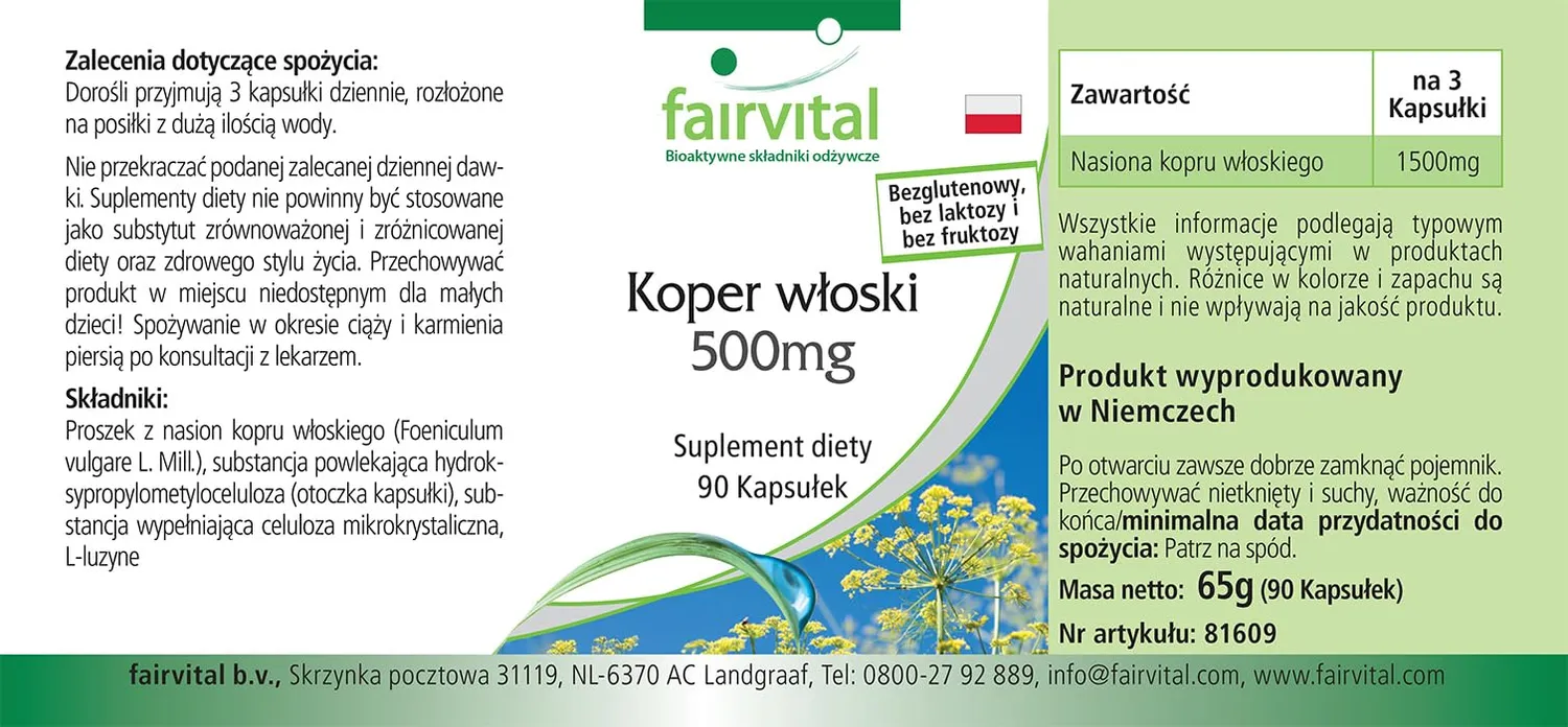 Fairvital Finocchi 500 mg capsule 90 pezzi per stomaco intestino