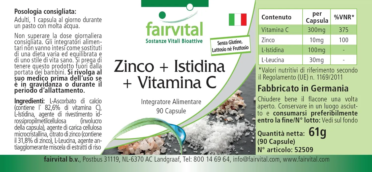 Fairvital Zinco Istidina Vitamina C capsule 90 pezzi immunitarie