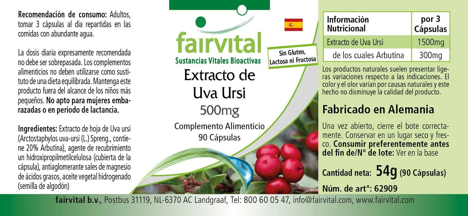 Fairvital Uva Ursi 500 mg capsule 90 pezzi arbutina