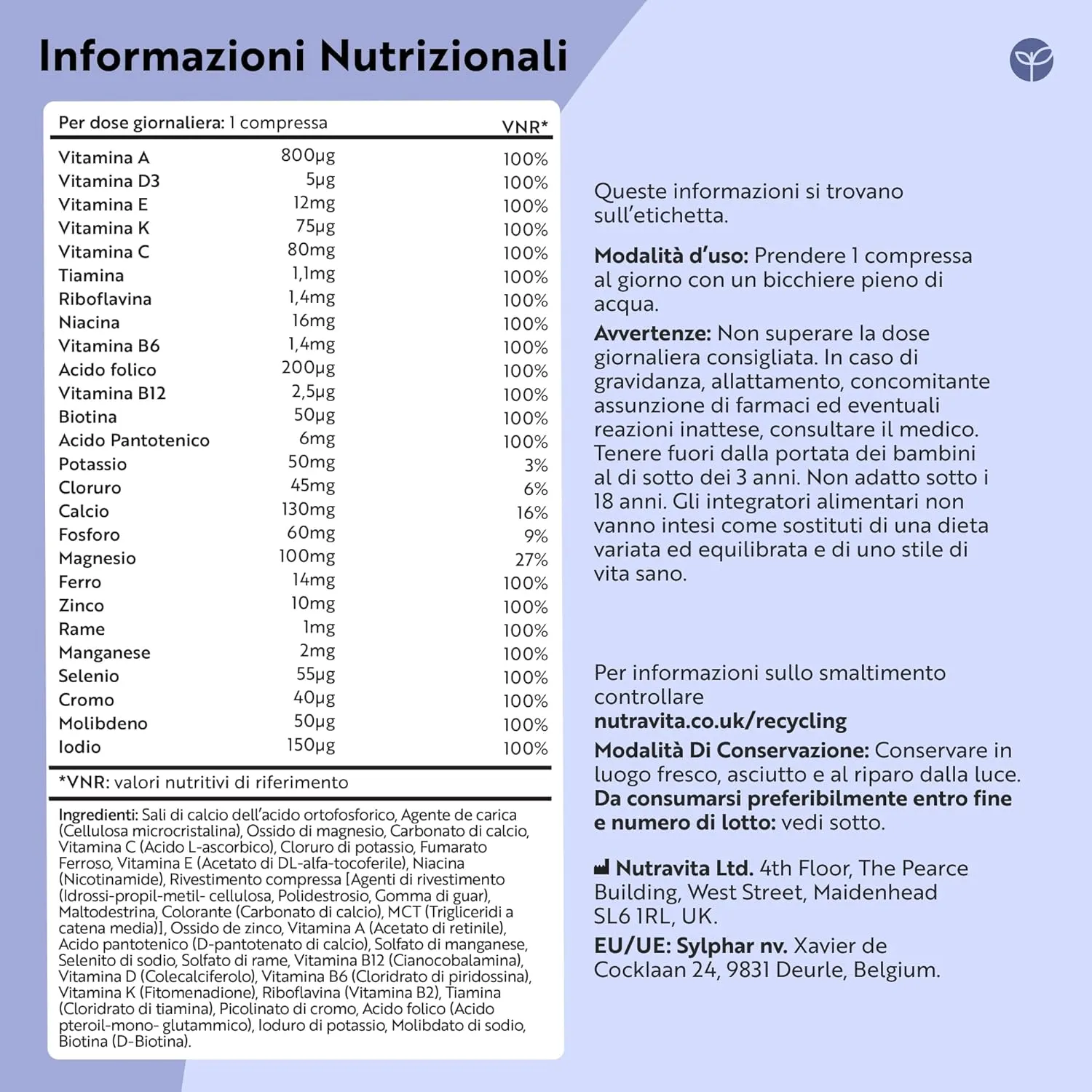 Nutravita Multivitaminico Completo compresse vegane 90 unisex