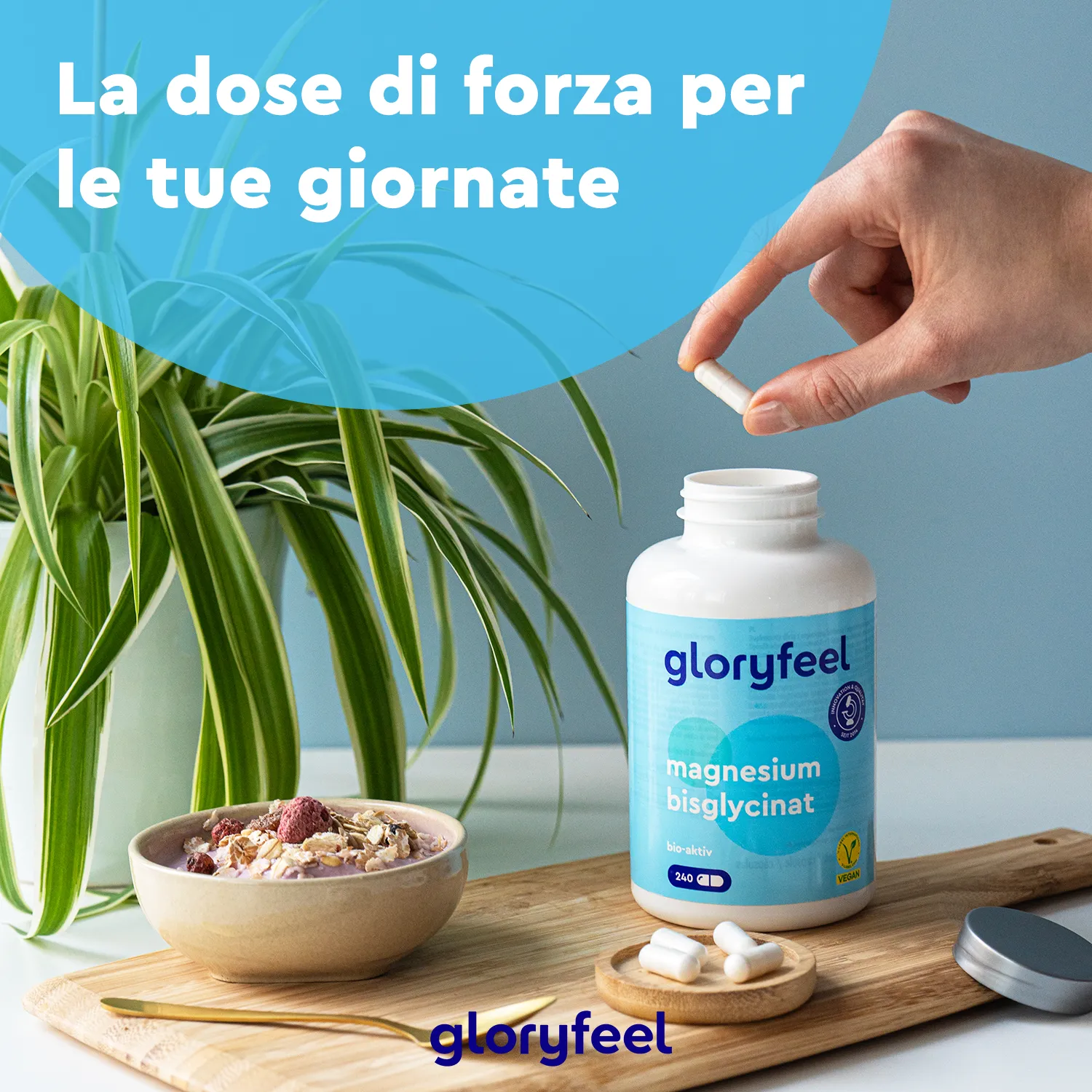 gloryfeel Bisglicinato di Magnesio capsule vegane senza glutine