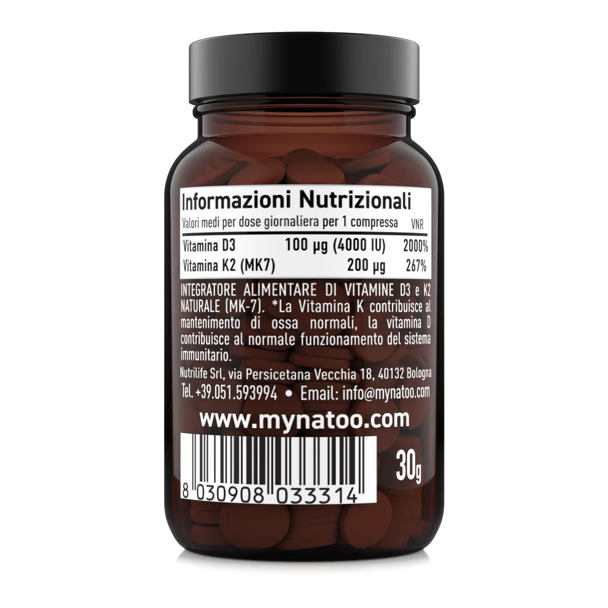 Natoo Essentials D3 K2 Vitamina Integratore 60 Compresse Calcio
