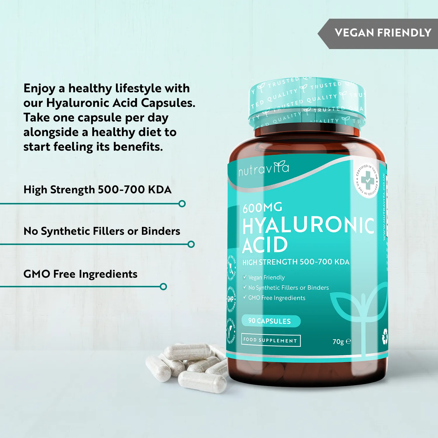 Nutravita Acido Ialuronico 600mg capsule vegane 90 pz