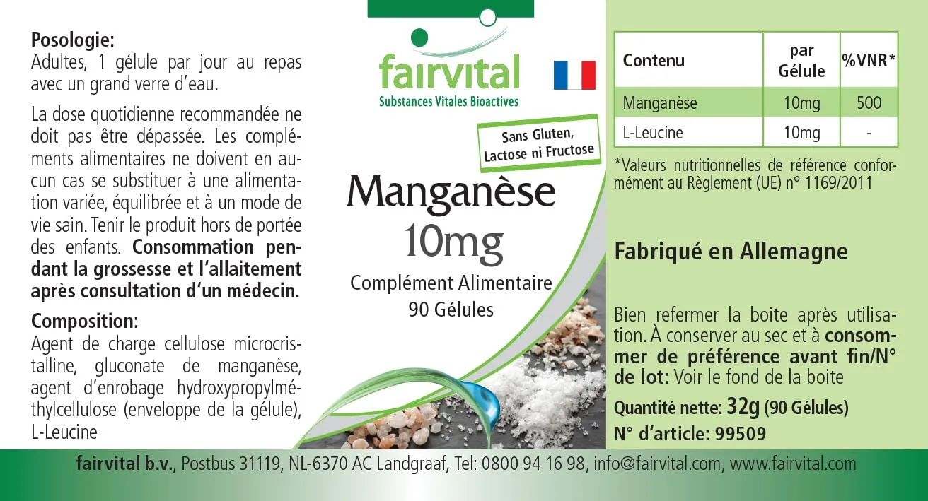 Fairvital Manganese 10 mg capsule 90 capsule vegane dosaggio alto