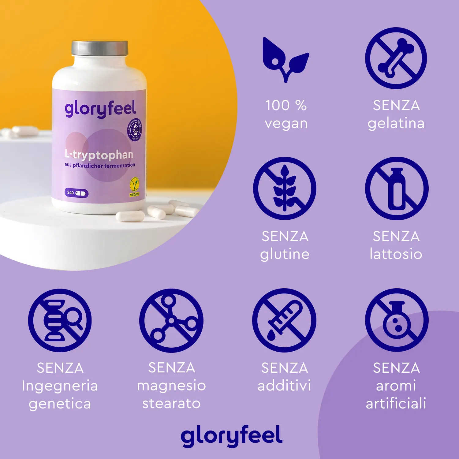 Gloryfeel L-Triptofano capsule amminoacidi relax