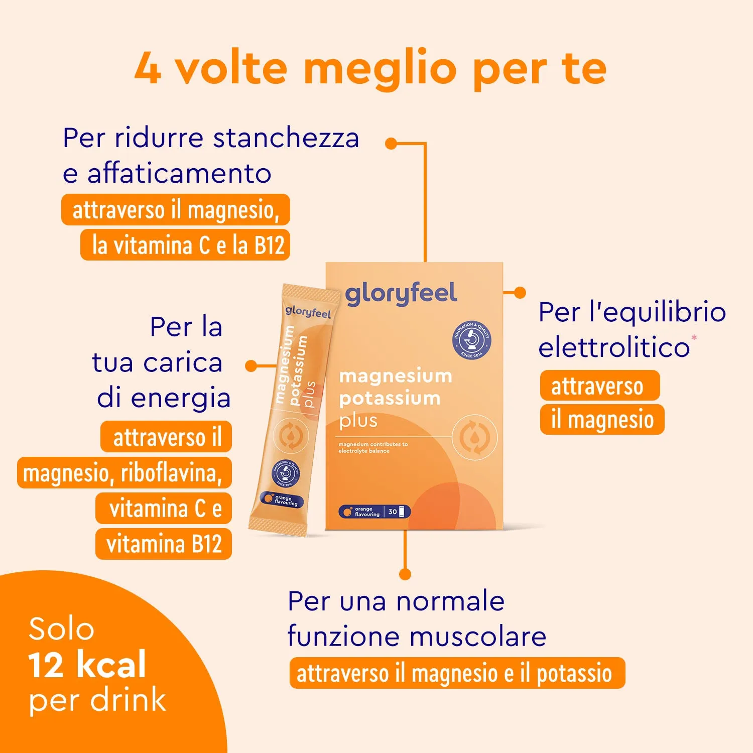 gloryfeel Magnesio Potassio bustine gusto arancia