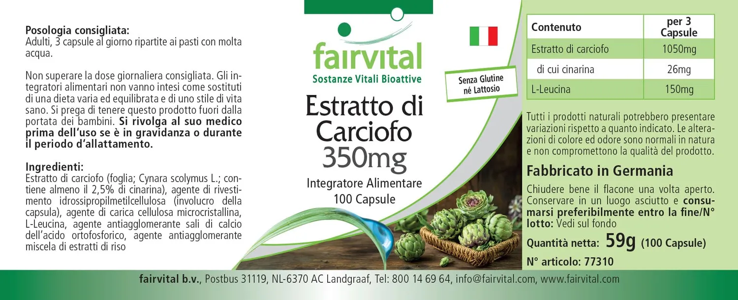 Fairvital Estratto di Carciofo capsule 100 capsule cinarina
