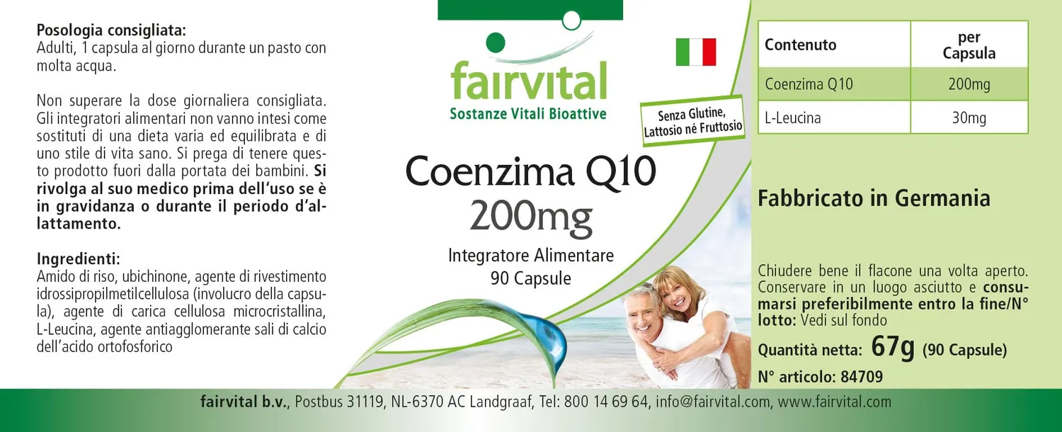 Fairvital Coenzima Q10 200 mg capsule 90 ubichinone vegano