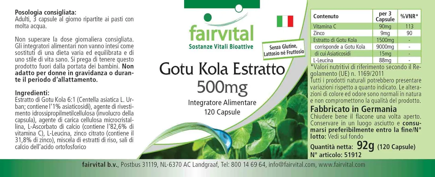 Fairvital Centella Asiatica Capsule 120 pz Alto Dosaggio
