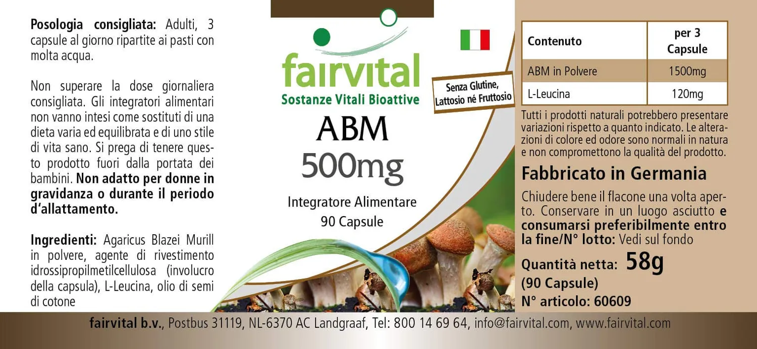 FAIRVITAL Agaricus Blazei Murill 500 mg 90 capsule vegane mese