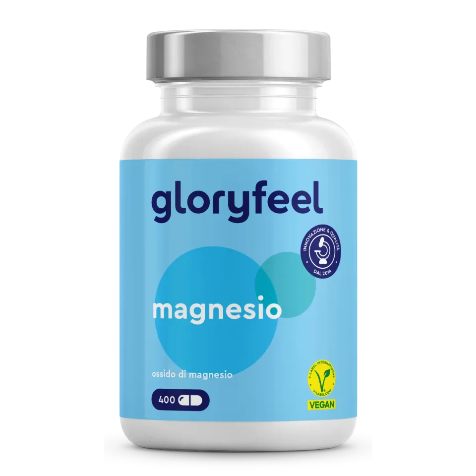 gloryfeel Magnesio Ossido 400 capsule vegane 200 mg scorta 6 mesi