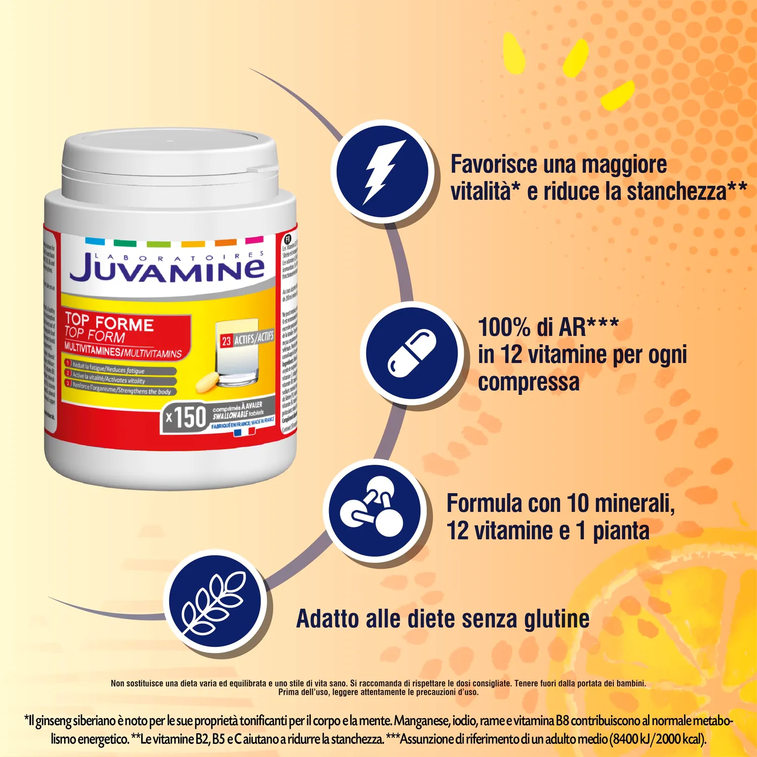 Juvamine Top Forme multivitaminico 150 compresse immunità