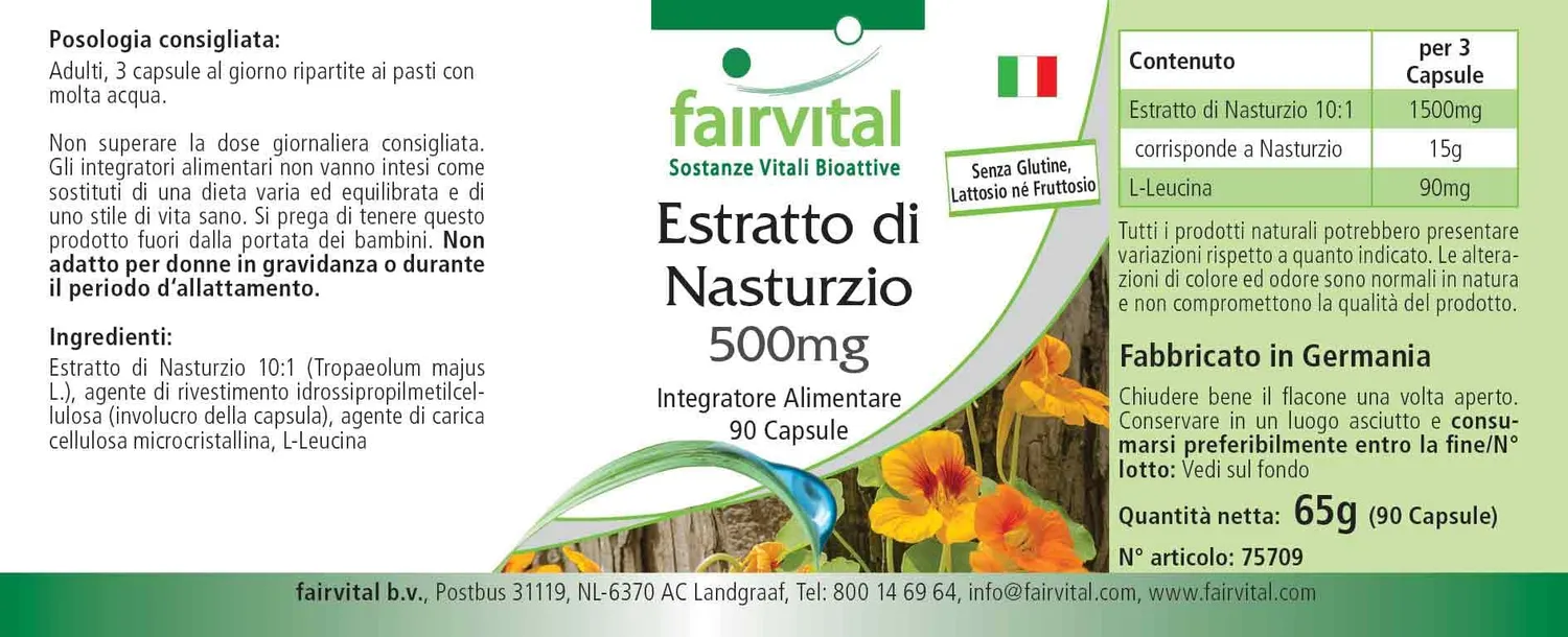Fairvital Estratto Nasturzio 500 mg capsule 90 alto dosaggio