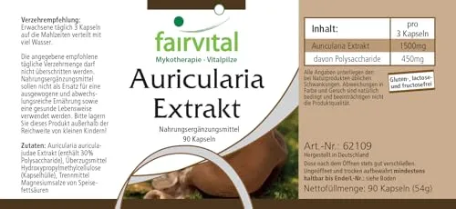 FAIRVITAL Auricularia estratto 500 mg 90 capsule 30% polisaccaridi