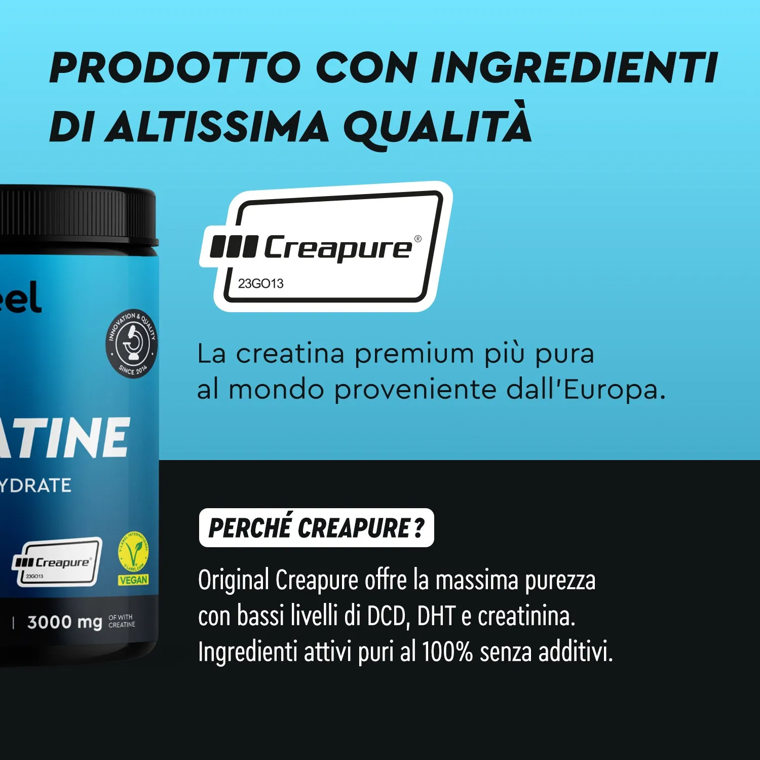 gloryfeel Creatina Creapure polvere monoidrato pura senza lattosio