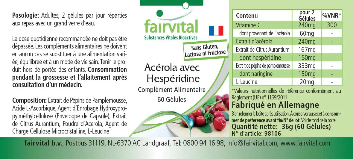 Fairvital Acerola Esperidina capsule 60 pz con vitamina C