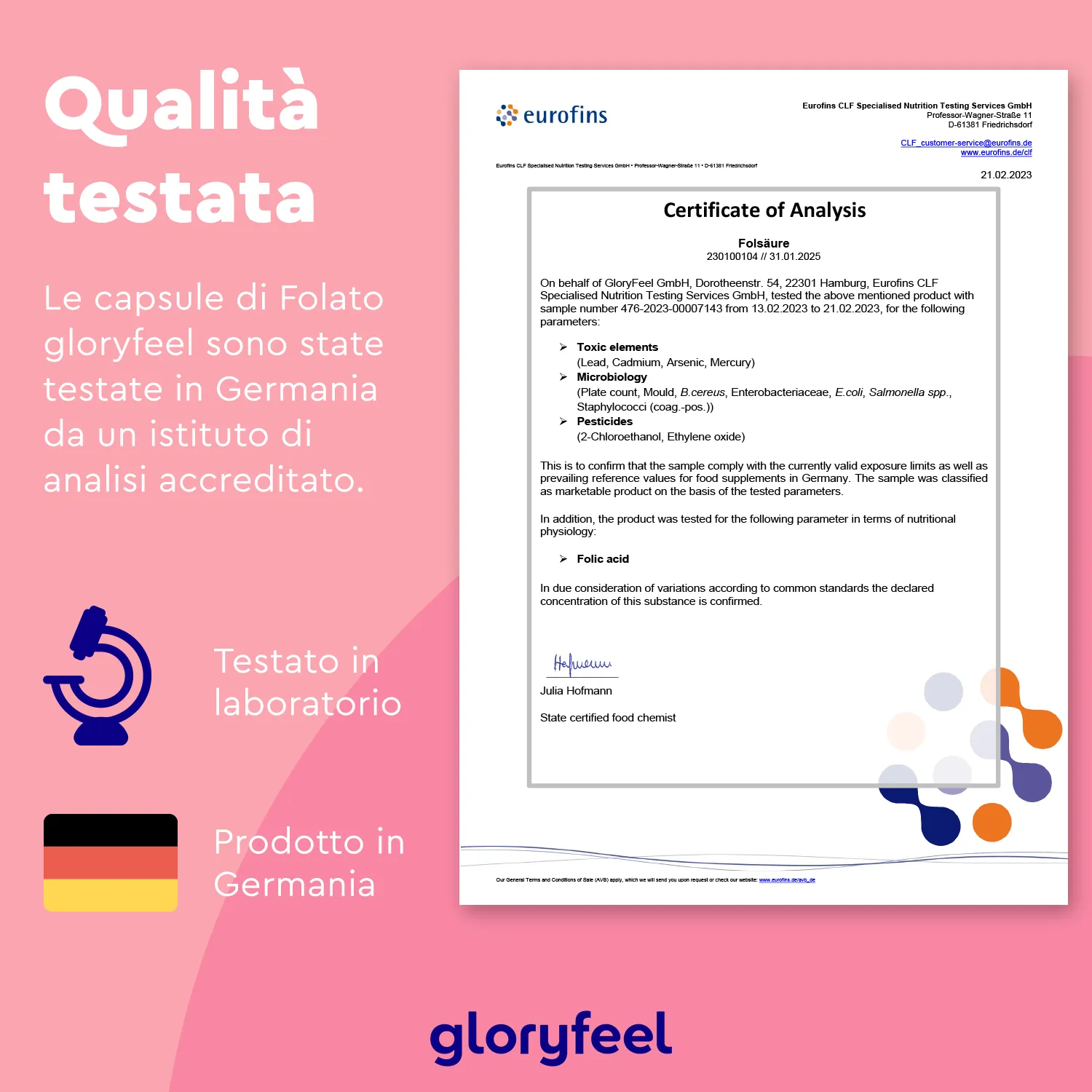 gloryfeel Acido Folico integratore 400 compresse vitamina B9