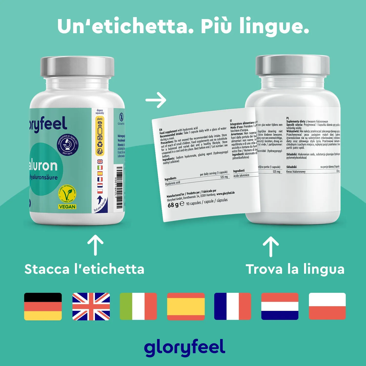 Gloryfeel Acido Ialuronico capsule 90 pezzi 525 mg idratazione