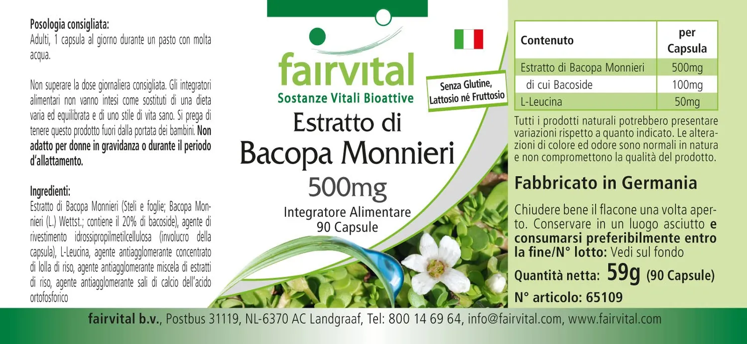 Fairvital Bacopa Monnieri 500 mg Capsule 90 pz Vegane