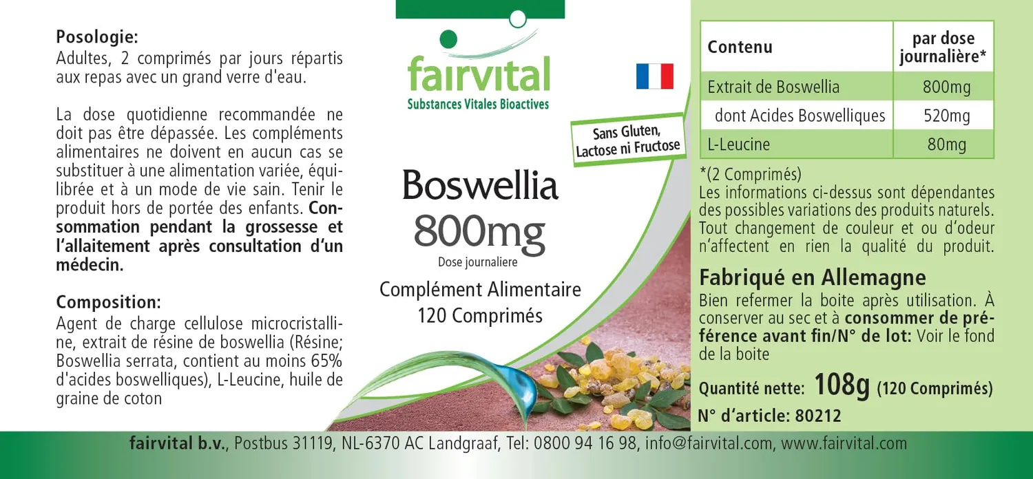 FAIRVITAL Boswellia Serrata 800 mg compresse 360 65% boswellici