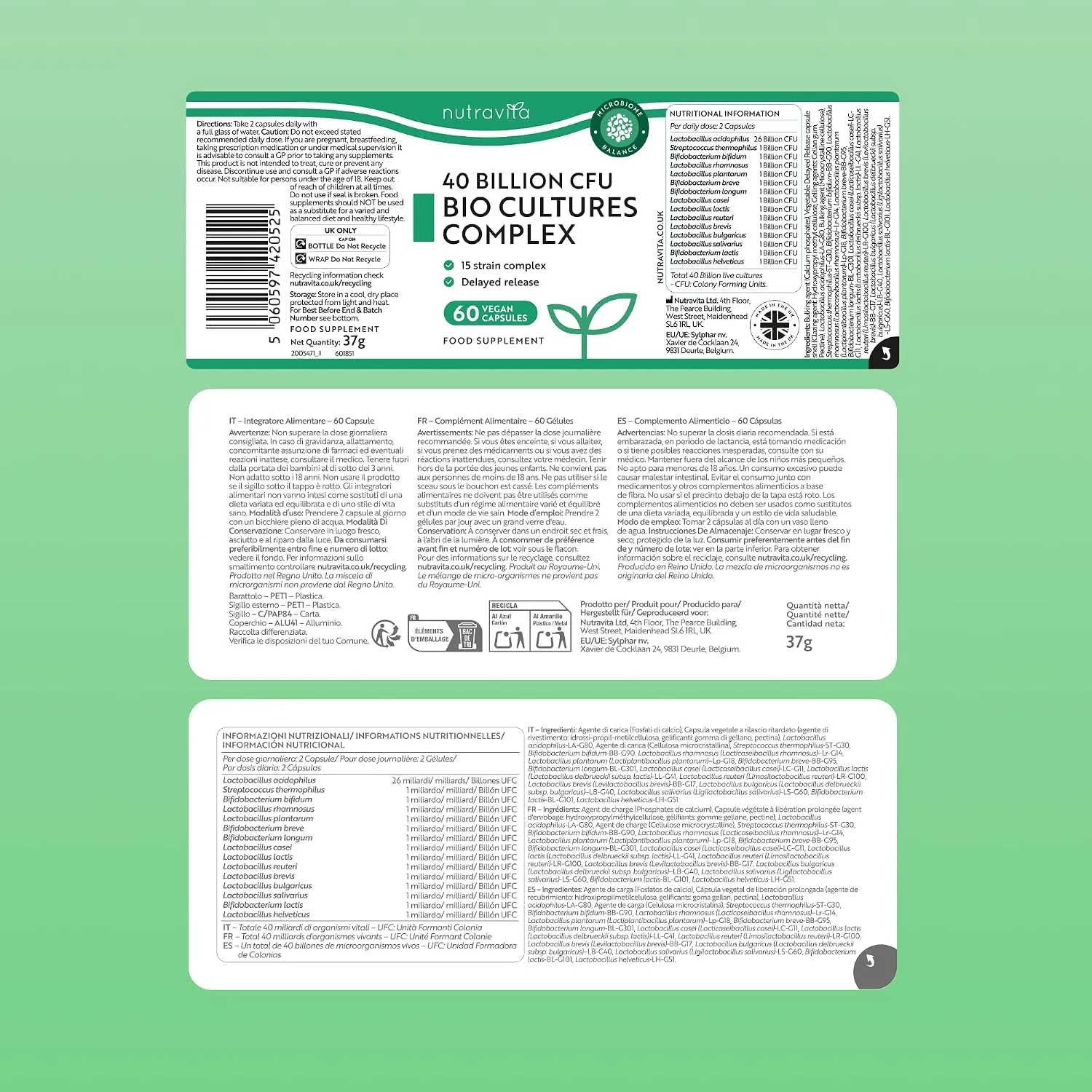 Nutravita Probiotici 40 Miliardi CFU capsule 30 giorni