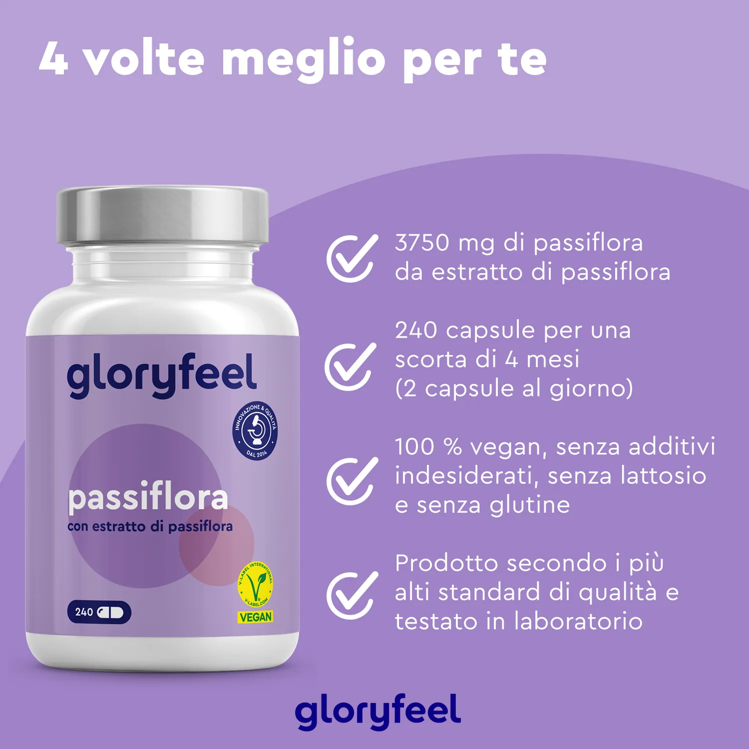 gloryfeel Passiflora Integratore 240 capsule rilassante