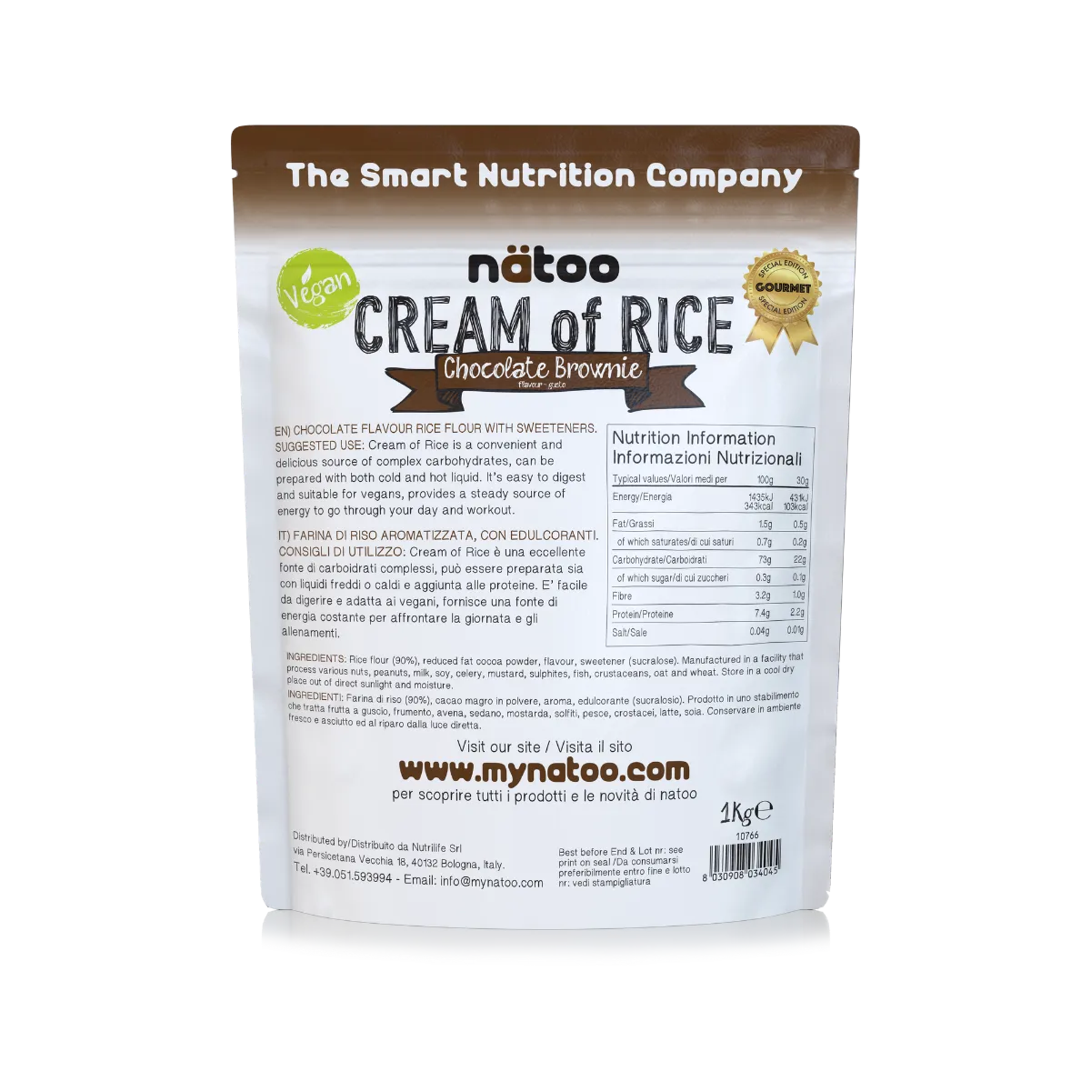 Natoo Crema di Riso aromatizzata Chocolate Brownie pre workout