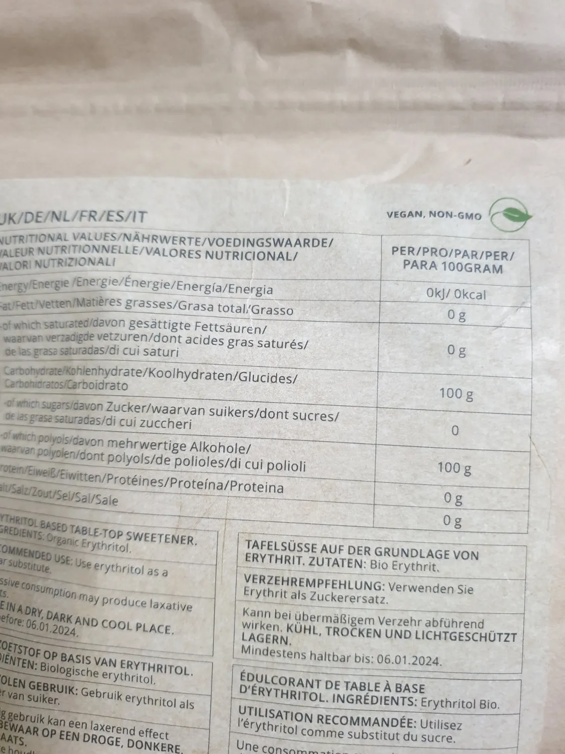 Go-Keto Eritritolo BIO dolcificante 1000 g zero calorie